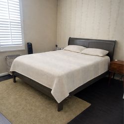 Dark grey queen bed frame