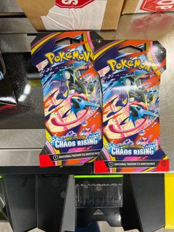 Pokemon chaos rising booster packs and PFlames Portfoilios