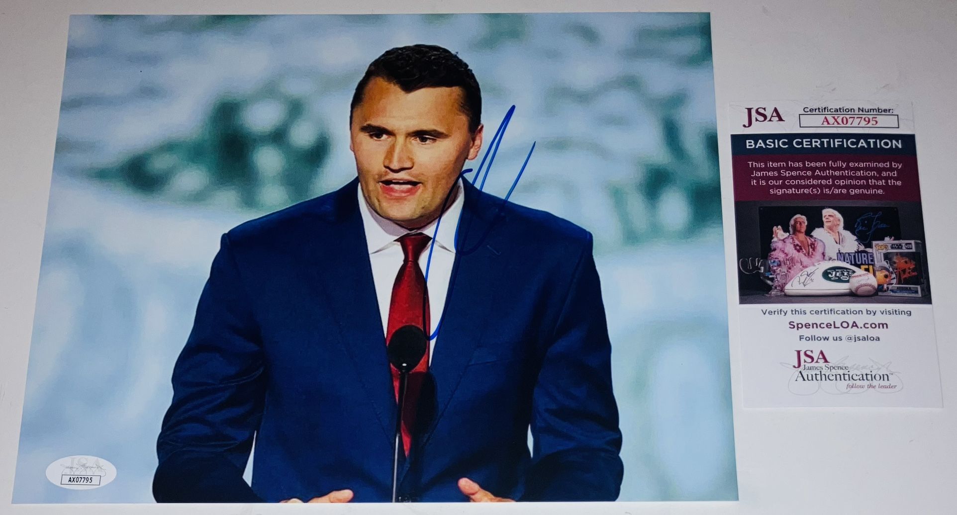 CHARLIE KIRK SIGNED AUTOGRAPHED 8X10 PHOTO DONALD TRUMP MAGA JSA COA RARE!