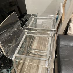Acrylic Clear High Bar Chairs  Chrome Set 2