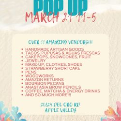 Vendor Pop-Up Today, Saturday, March 21