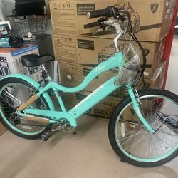 Hyper Bicycles E-Ride 26" Ladies 36V Electric Cruiser E-Bike for Adults, Pedal-Assist, 250W Motor, Turquoise