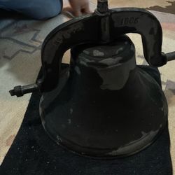 Antique Cast Iron Bell And Stand