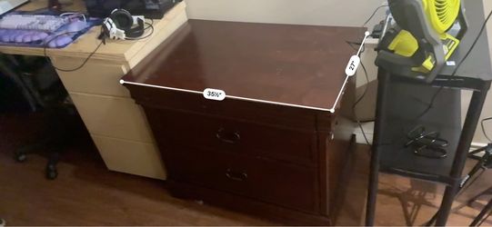 Dark Cherry Wood 2-Drawer Dresser
