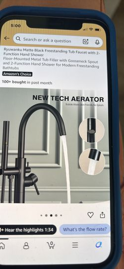 Matte Black Freestanding Tub Faucet With 2 Function Hand Shower. CashOnly