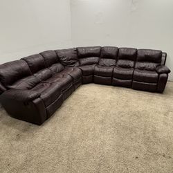 Large leather sectional with rocking recliners