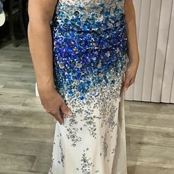 Blue and white gemmed gown