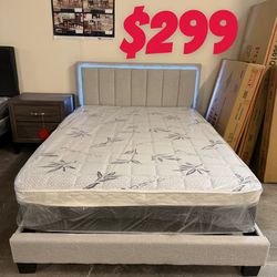 Full size bed frame with pillow top mattress included
