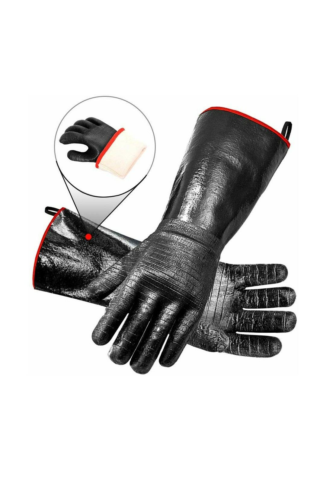 (W192) iHarbort long Protective Grill Gloves, 1 Pair, 1292℉ Heat Resistant BBQ Oven Gloves, Fire&Oil Resistant Waterproof Kitchen Mitts Potholders