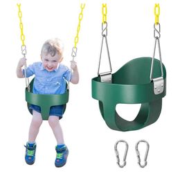 Heavy-Duty Toddler Swing with Coated Safety Chains, Green - Brand New