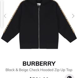 Black Burberry Hooded Zip Up Sweater 