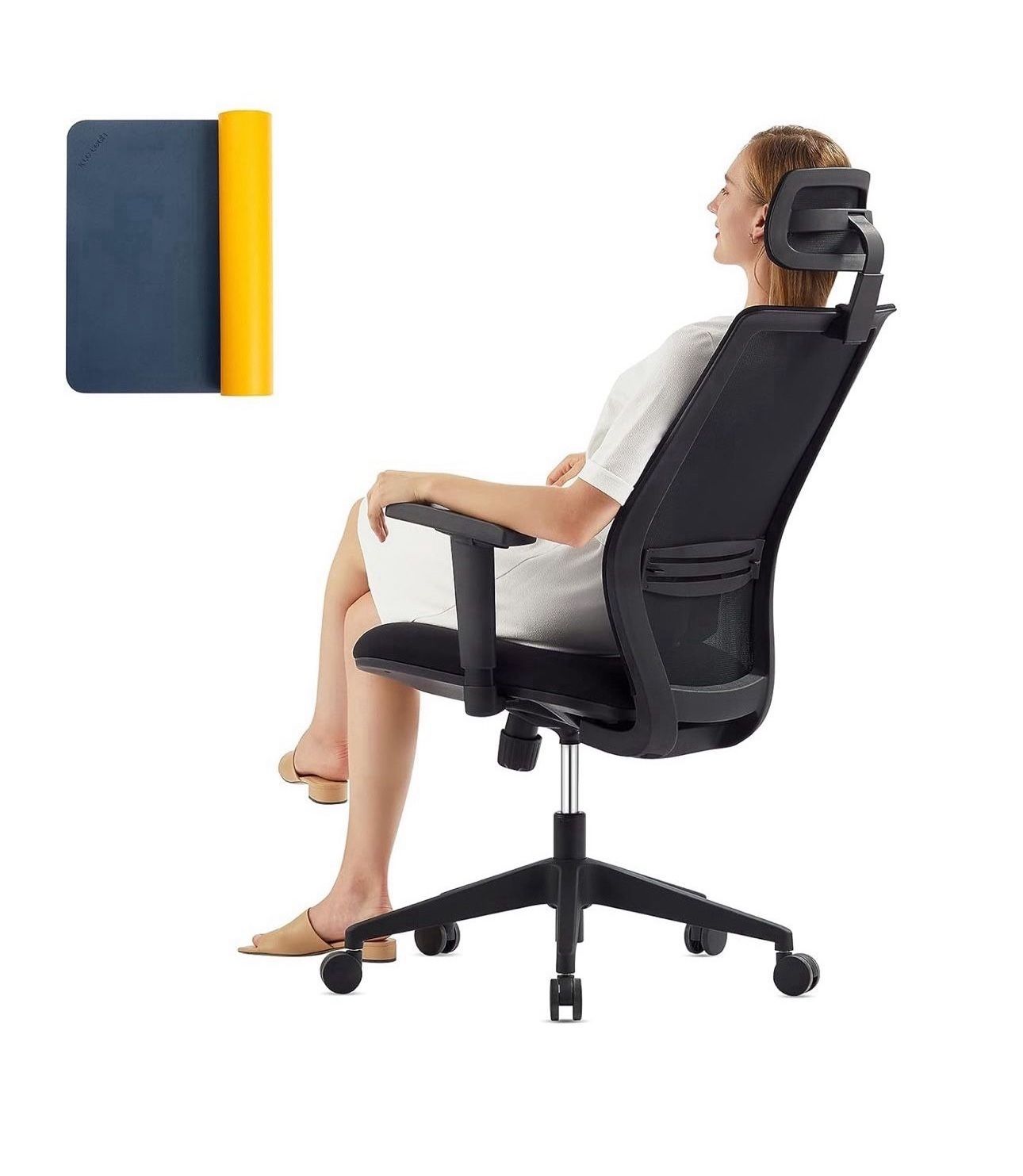 High Back Office Chair with Adjustable Lumbar Support, Arm Adjustable Desk Chair Ergonomic, Mesh Back Home Office Task Chairs with Adjustable Headrest