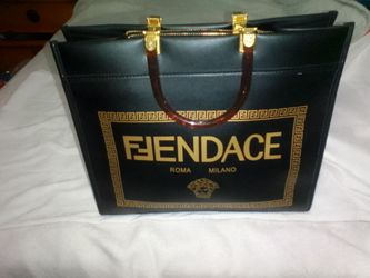 Leather Bag Black With Gold Letters