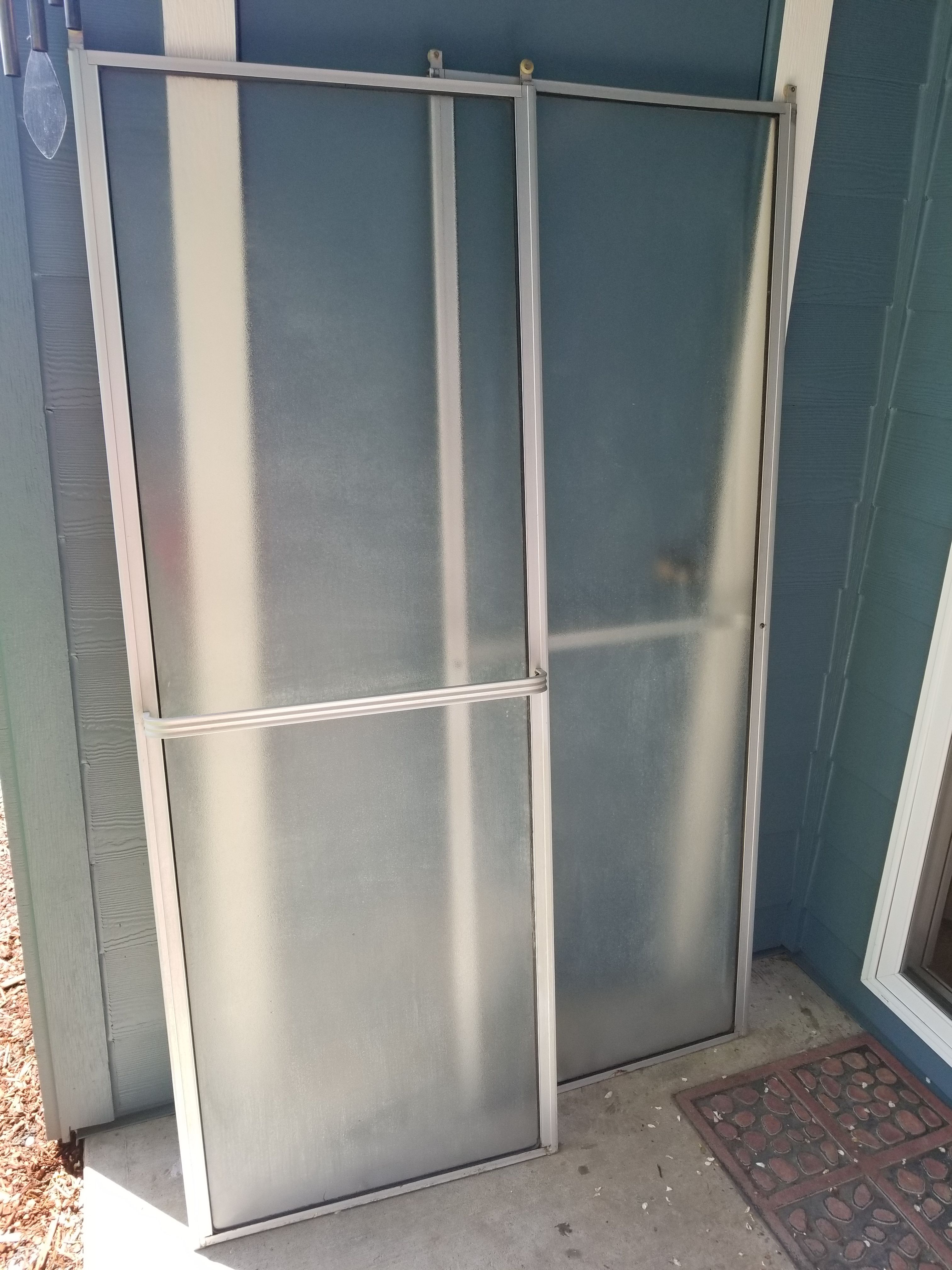 2 glass shower doors no frame