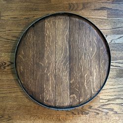 Rustic Vintage Wine Barrel Lazy Susan Dinner Table Tray Accent