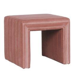 Modern Channel Ottoman Blush Velvet - HomePop