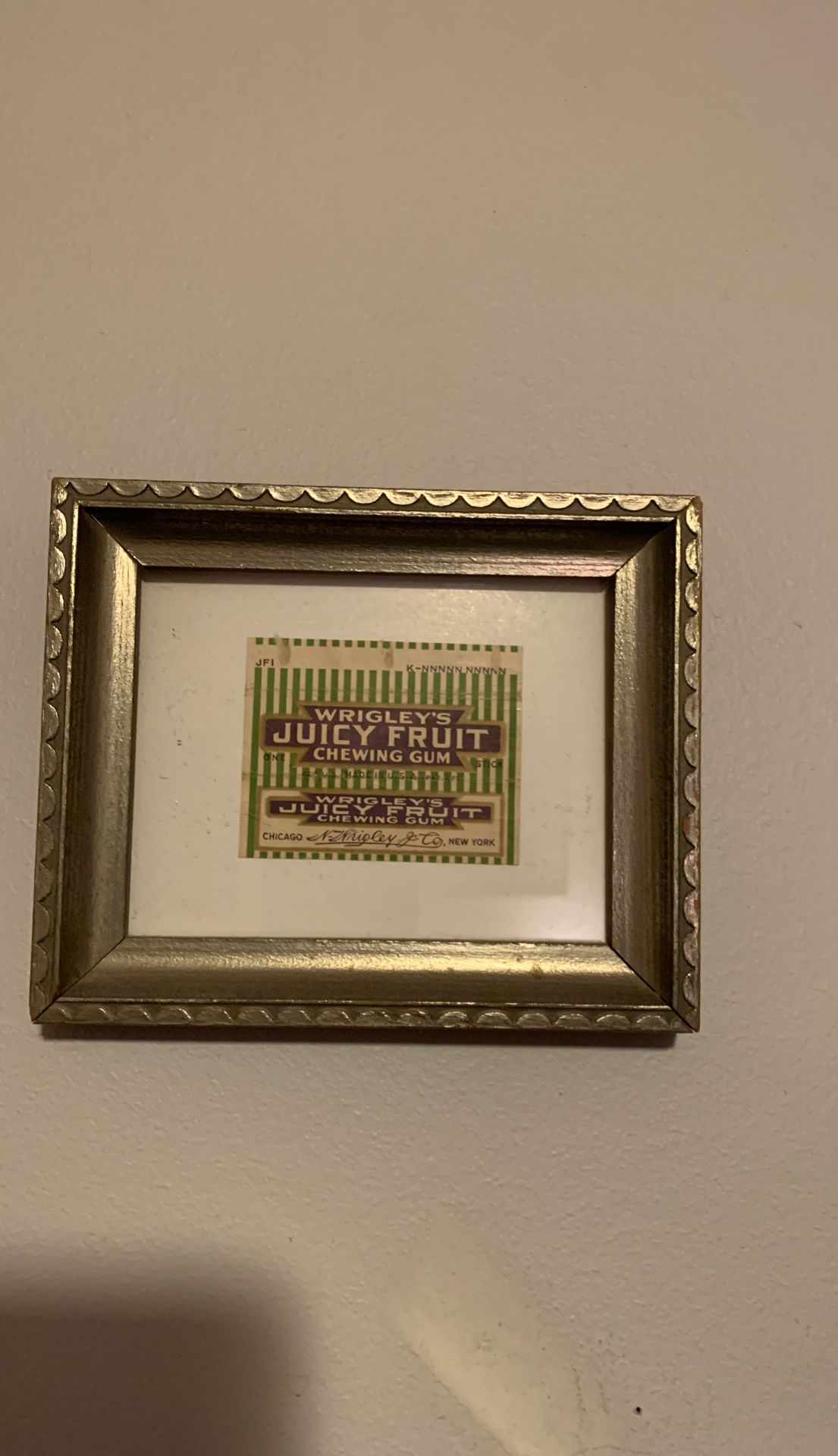 Vintage gum wrapper in vintage frame