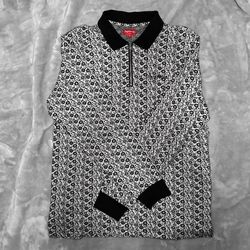 Supreme Floral Jacquard Zip Polo (White) [M]