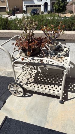 Vintage 2 tier cast iron garden serving cart