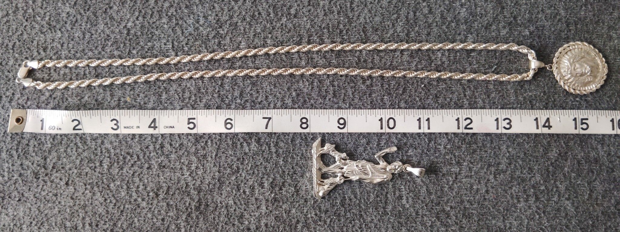 Sterling Silver 925 Rope Chain & Medallion