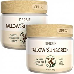 Dersie Tallow Sunscreen SPF 30 – Mineral UV Defense with Non-Nano Zinc Oxide – Face & Body Sun Protection Pack of 2 $4.99