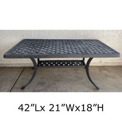 Cast Aluminum Patio Coffee Table 42x21x18
