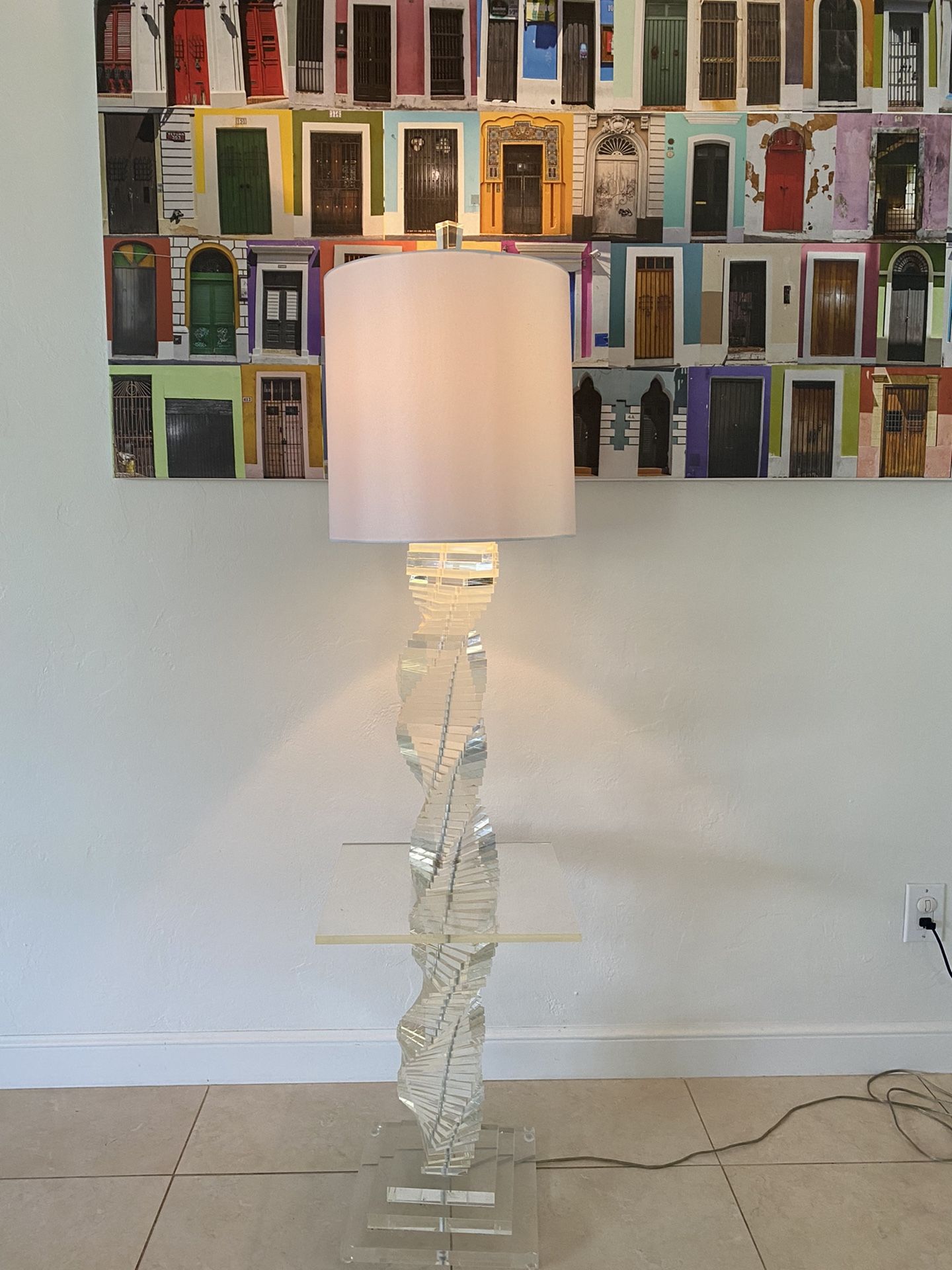 Vintage Karl Springer Style Lucite Spiral Floorlamp