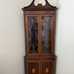 Antique Georgian Mahogany Inlaid Corner Cabinet