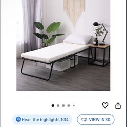 Negotiable Foldaway Bed Cot/ Portable Folding Bed Frame withThick Memory Foam Mattress