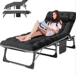 5-Position Folding Chaise Lounge Chair with Pad,