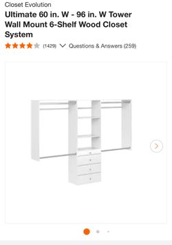 Closet Evolution Ultimate 60 in. W - 96 in. W Tower Wall Mount 6-Shelf Wood Closet System