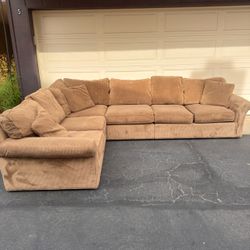 Huge Brown Macy's Sectional Couch Sofa