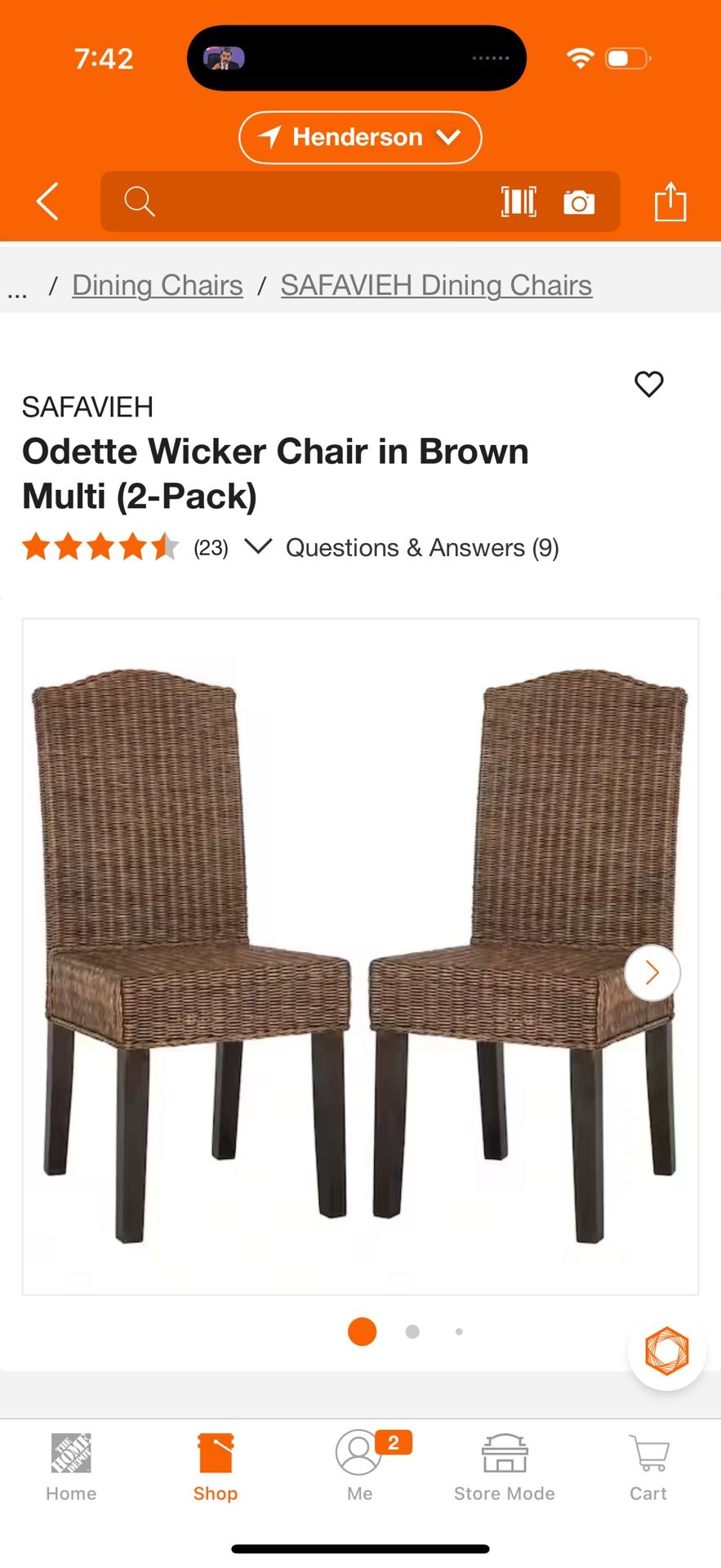 SAFAVIEH Odette Wicker Chair in Brown Multi (2 Pack)