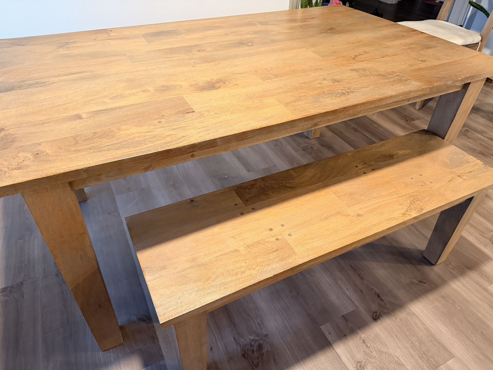 Crate and Barrel – 65’ Basque Dining Table & Bench 