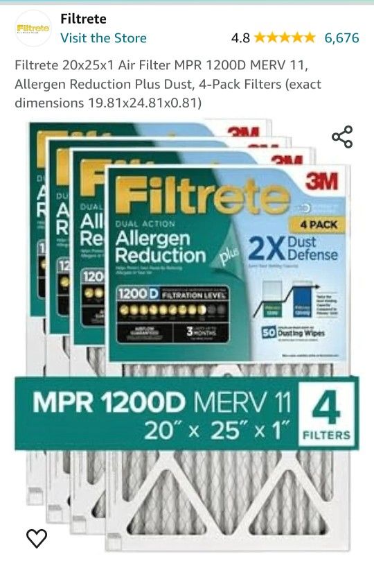 3M AC Filters 20x25x1