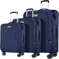 Luggage Sets 3 Piece,Suitcases with Wheels Hardshell,Softside Luggage Set,Foldie Travel Bag Expandable,Charcoal Material w/Tsa LOCK & Double Spinner W