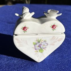 Ceramic Heart & Dove Keepsake Jar