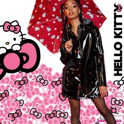 Dolls KILL x Hello Kittyy Black Raincoat Size M 