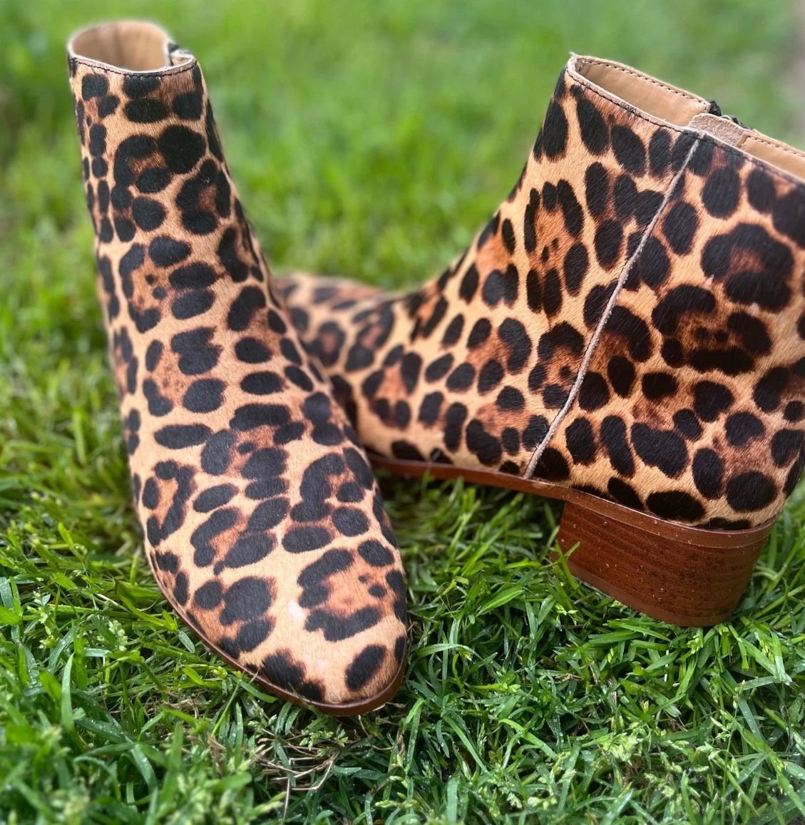 🫶 J.Crew Walker Calf Hair Leopard Booties Women’s Size 8 Animal Print Ankle Boots