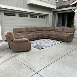 4-Piece Tan Microfiber Reclining Sectional (Delivery Available)