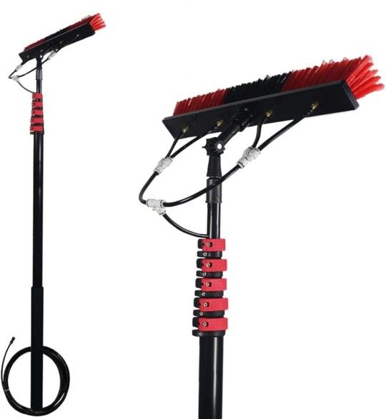 30FTWater fed Pole kit Extendable Solar Panel Cleaning Brush and Pole Water fed Pole Window Cleaning System Can be Used to Clean Windows, Solar Panels