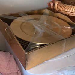 9 Gold Charger Plates 