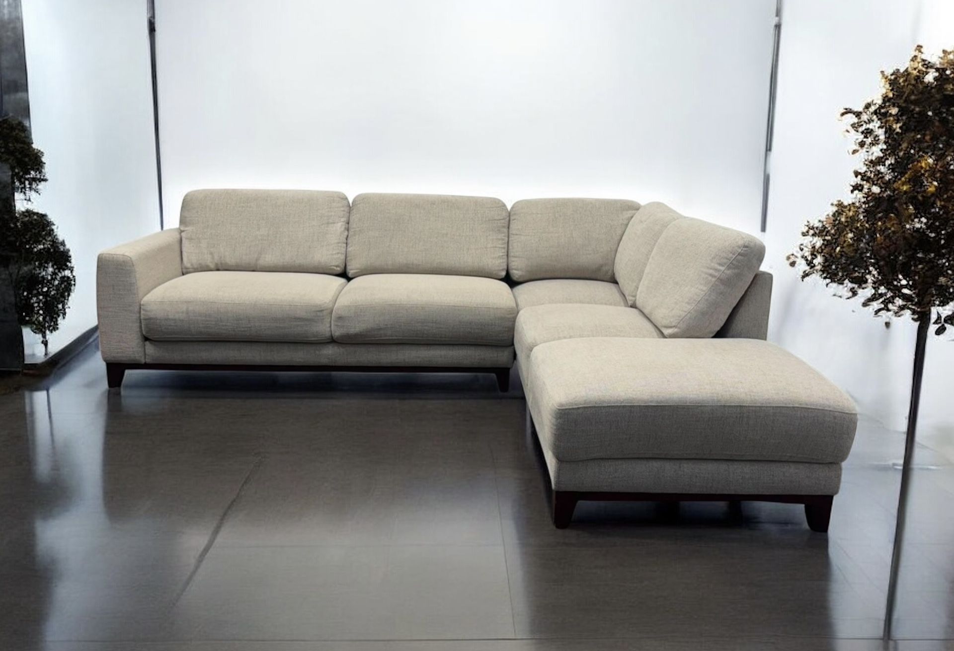L-Shaped 2 pc Living Spaces Amherst Cobblestone Sectional Couch, Retail 1.4K - We Deliver.