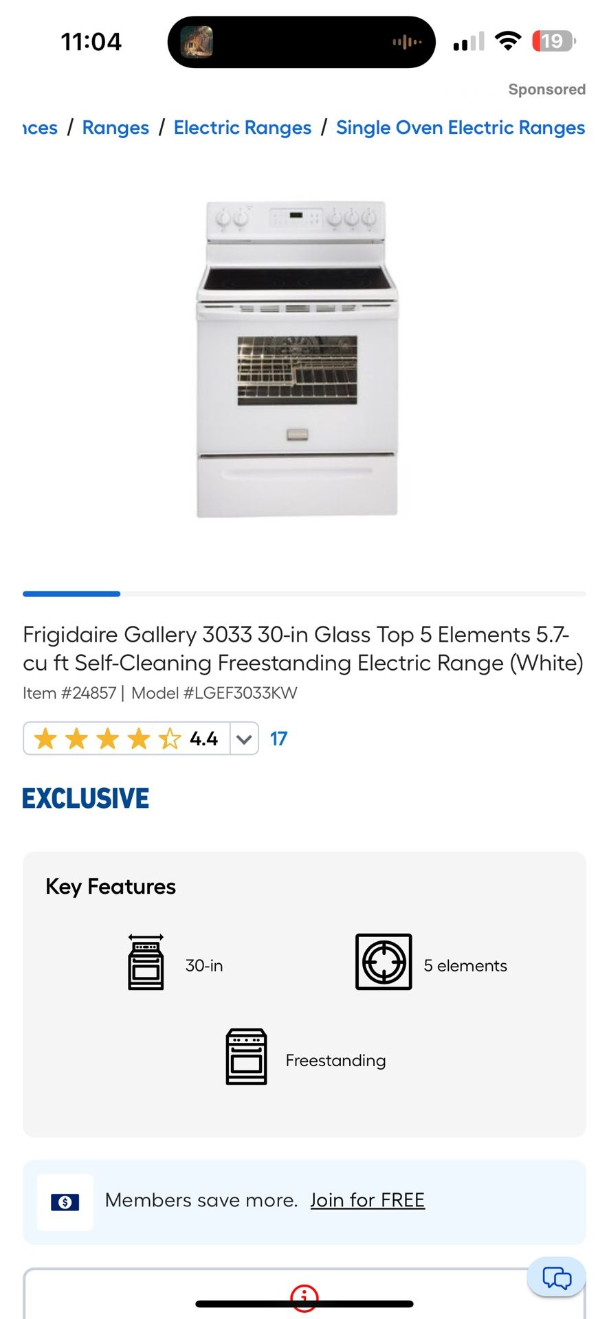 Frigidaire Gallery Electric Oven