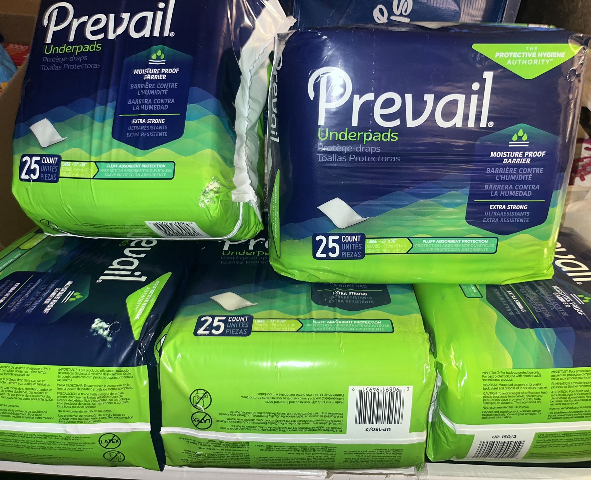 Prevail. Disposable Underpad Fluff 23X36" Large 25 Ct 