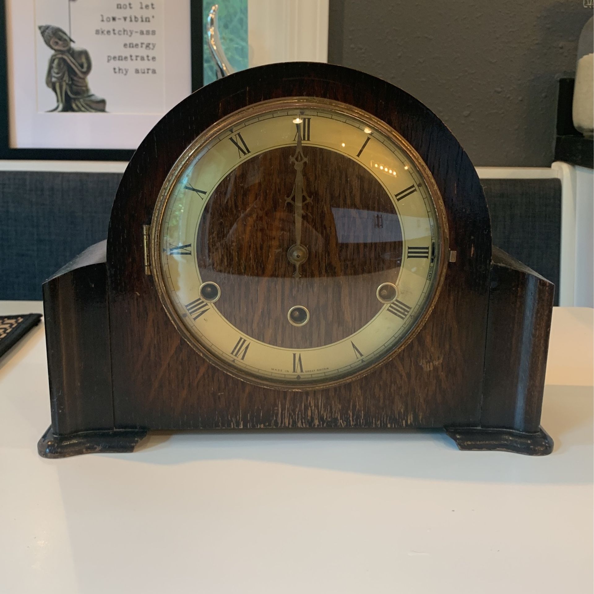 Vintage English 'Anvil' 8-Day Striking Mantel Clock, made in Perivale, London
