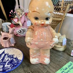 Antique 1940’s Chalkware Kewpie Doll Bank AS IS 