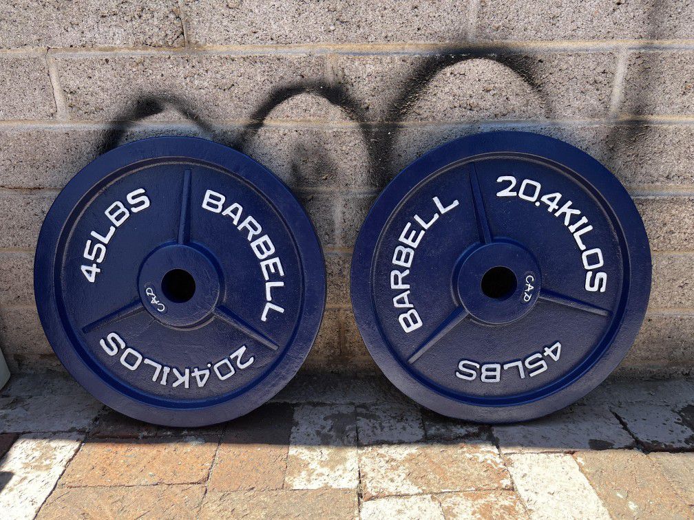 Pair of (2”Olympic) 45lbs Metal Barbell Weight Plates