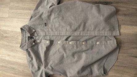 RVCA Gray Button-Down Shirt boys large size