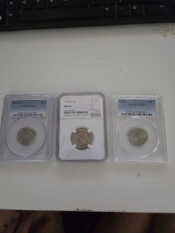 Lot of 3 Graded Jefferson Nickels MS66